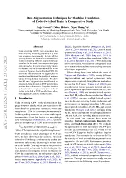 Data Augmentation Techniques for Machine Translation of Code-Switched
  Texts: A Comparative Study