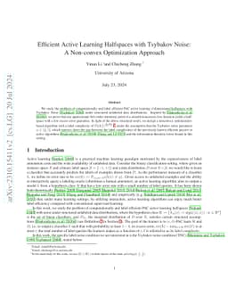 Efficient Active Learning Halfspaces with Tsybakov Noise: A Non-convex
  Optimization Approach