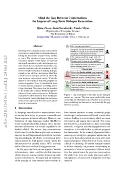 Mind the Gap Between Conversations for Improved Long-Term Dialogue
  Generation