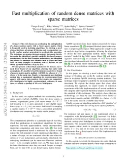 Fast multiplication of random dense matrices with fixed sparse matrices