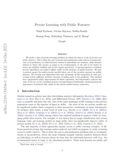 Private Learning with Public Features