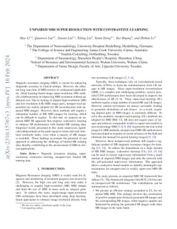 Unpaired MRI Super Resolution with Contrastive Learning