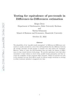 Testing for equivalence of pre-trends in Difference-in-Differences
  estimation