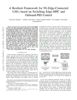 A Resilient Framework for 5G-Edge-Connected UAVs based on Switching
  Edge-MPC and Onboard-PID Control