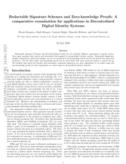 Redactable Signature Schemes and Zero-knowledge Proofs: A comparative
  examination for applications in Decentralized Digital Identity Systems