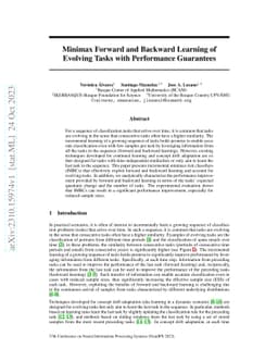 Minimax Forward and Backward Learning of Evolving Tasks with Performance
  Guarantees