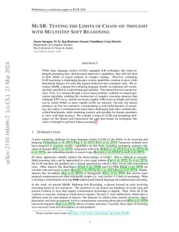 MuSR: Testing the Limits of Chain-of-thought with Multistep Soft
  Reasoning