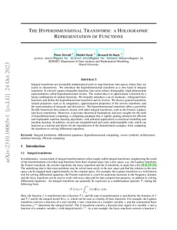 The Hyperdimensional Transform: a Holographic Representation of
  Functions