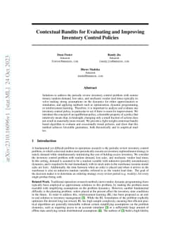 Contextual Bandits for Evaluating and Improving Inventory Control
  Policies