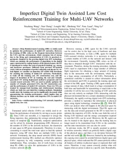 Imperfect Digital Twin Assisted Low Cost Reinforcement Training for
  Multi-UAV Networks