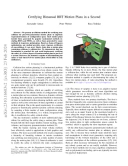 Certifying Bimanual RRT Motion Plans in a Second