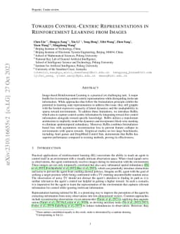 Towards Control-Centric Representations in Reinforcement Learning from
  Images