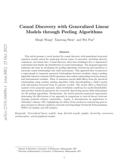 Causal Discovery with Generalized Linear Models through Peeling
  Algorithms