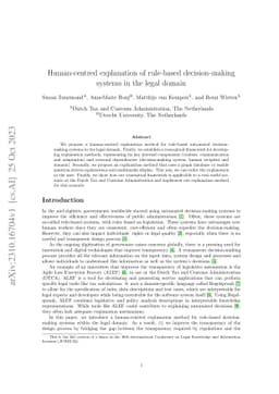 Human-centred explanation of rule-based decision-making systems in the
  legal domain