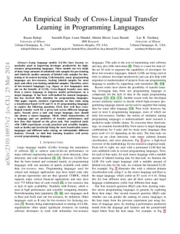 Learning Transfers over Several Programming Languages