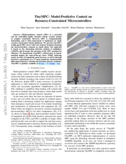 TinyMPC: Model-Predictive Control on Resource-Constrained
  Microcontrollers