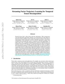 Streaming Factor Trajectory Learning for Temporal Tensor Decomposition