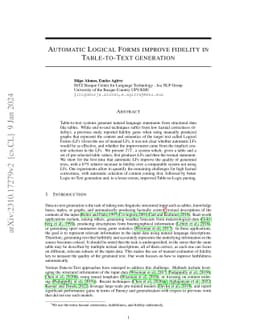 Automatic Logical Forms improve fidelity in Table-to-Text generation