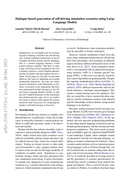 Dialogue-based generation of self-driving simulation scenarios using
  Large Language Models