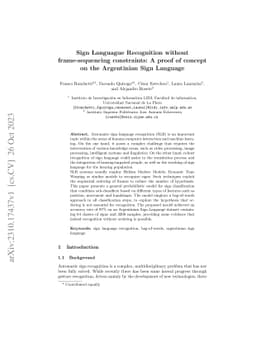 Sign Languague Recognition without frame-sequencing constraints: A proof
  of concept on the Argentinian Sign Language