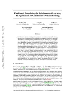 Coalitional Bargaining via Reinforcement Learning: An Application to
  Collaborative Vehicle Routing
