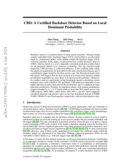 CBD: A Certified Backdoor Detector Based on Local Dominant Probability