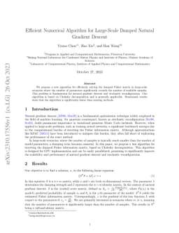 Efficient Numerical Algorithm for Large-Scale Damped Natural Gradient
  Descent