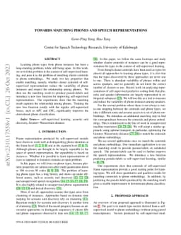 Towards Matching Phones and Speech Representations