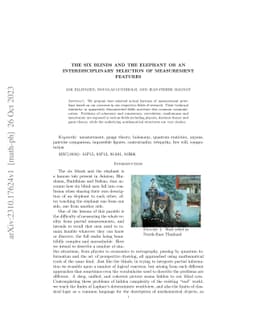The six blinds and the elephant or an interdisciplinary selection of
  measurement features