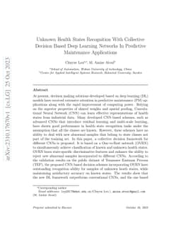Unknown Health States Recognition With Collective Decision Based Deep
  Learning Networks In Predictive Maintenance Applications