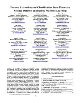 Feature Extraction and Classification from Planetary Science Datasets
  enabled by Machine Learning