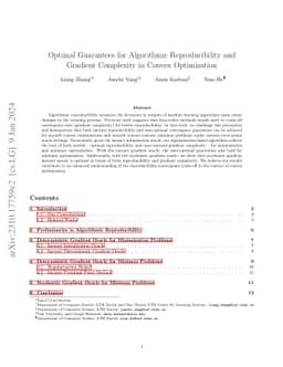 Optimal Guarantees for Algorithmic Reproducibility and Gradient
  Complexity in Convex Optimization