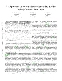 Automatically generating Riddles aiding Concept Attainment