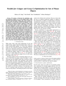 Parallel-Jaw Gripper and Grasp Co-Optimization for Sets of Planar
  Objects
