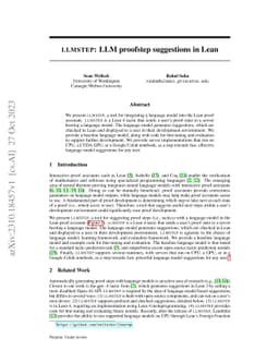 LLMSTEP: LLM proofstep suggestions in Lean