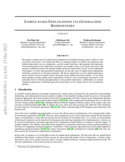 Sample based Explanations via Generalized Representers