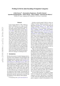 Probing LLMs for Joint Encoding of Linguistic Categories