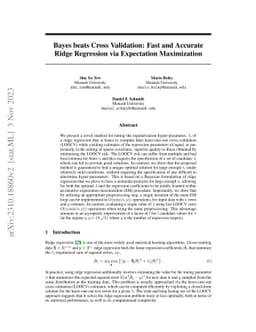 Bayes beats Cross Validation: Efficient and Accurate Ridge Regression
  via Expectation Maximization