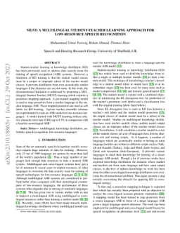MUST: A Multilingual Student-Teacher Learning approach for low-resource
  speech recognition