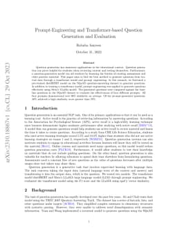 Prompt-Engineering and Transformer-based Question Generation and
  Evaluation
