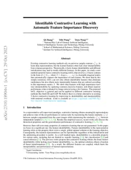 Identifiable Contrastive Learning with Automatic Feature Importance
  Discovery