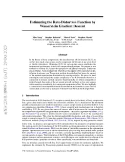Estimating the Rate-Distortion Function by Wasserstein Gradient Descent