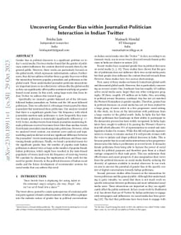Uncovering Gender Bias within Journalist-Politician Interaction in
  Indian Twitter