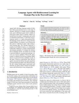 Language Agents with Reinforcement Learning for Strategic Play in the
  Werewolf Game