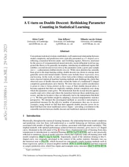 A U-turn on Double Descent: Rethinking Parameter Counting in Statistical
  Learning