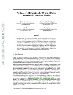 An Improved Relaxation for Oracle-Efficient Adversarial Contextual
  Bandits