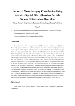 Improved Motor Imagery Classification Using Adaptive Spatial Filters
  Based on Particle Swarm Optimization Algorithm