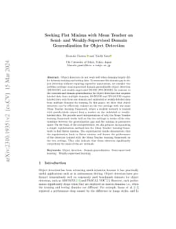 Seeking Flat Minima with Mean Teacher on Semi- and Weakly-Supervised
  Domain Generalization for Object Detection
