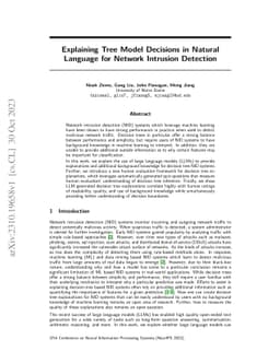 Explaining Tree Model Decisions in Natural Language for Network
  Intrusion Detection