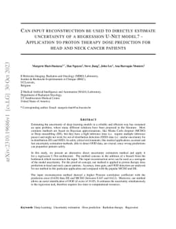 Can input reconstruction be used to directly estimate uncertainty of a
  regression U-Net model? -- Application to proton therapy dose prediction for
  head and neck cancer patients